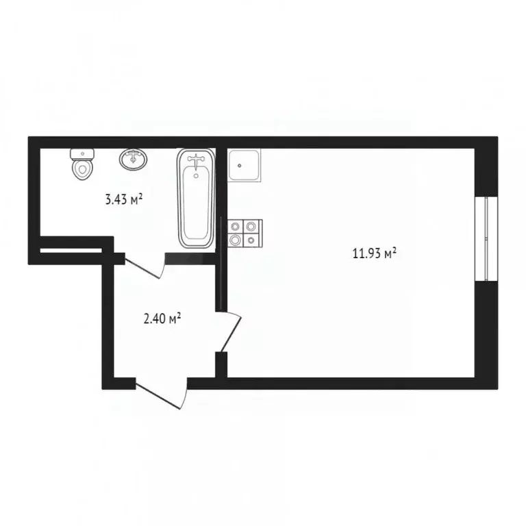 Студия Тюменская область, Тюмень ул. 2-я Луговая, 24к2 (19.0 м) - Фото 2