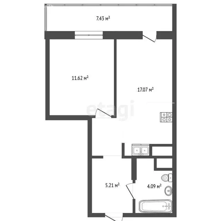 1-комнатная квартира: Тюмень, Краснооктябрьская улица, 10 (38.1 м) - Фото 0