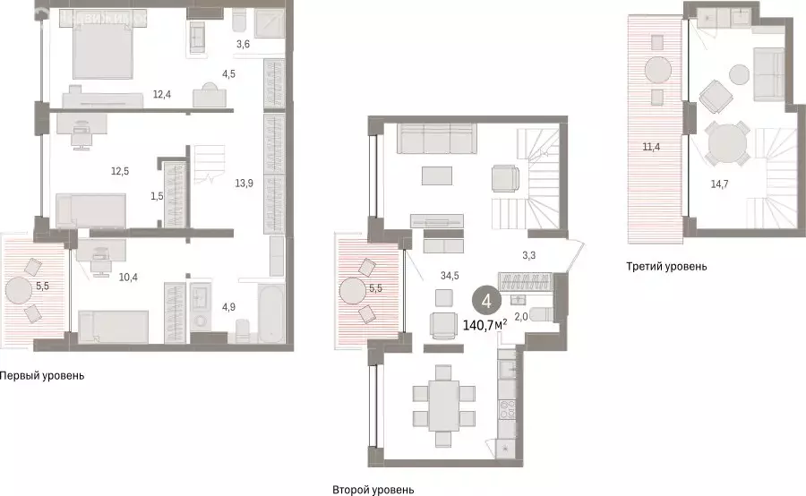 4-комнатная квартира: Тюмень, ЖК Дом у Озера (140.66 м) - Фото 1