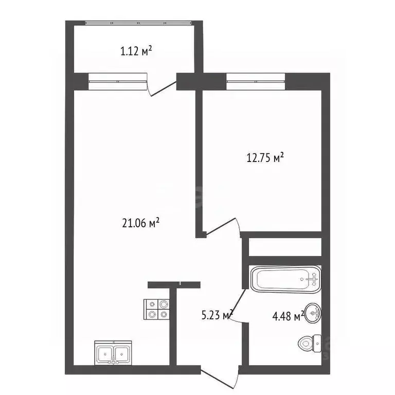 1-к кв. Тюменская область, Тюмень Одесская ул., 7к1 (43.6 м) - Фото 2