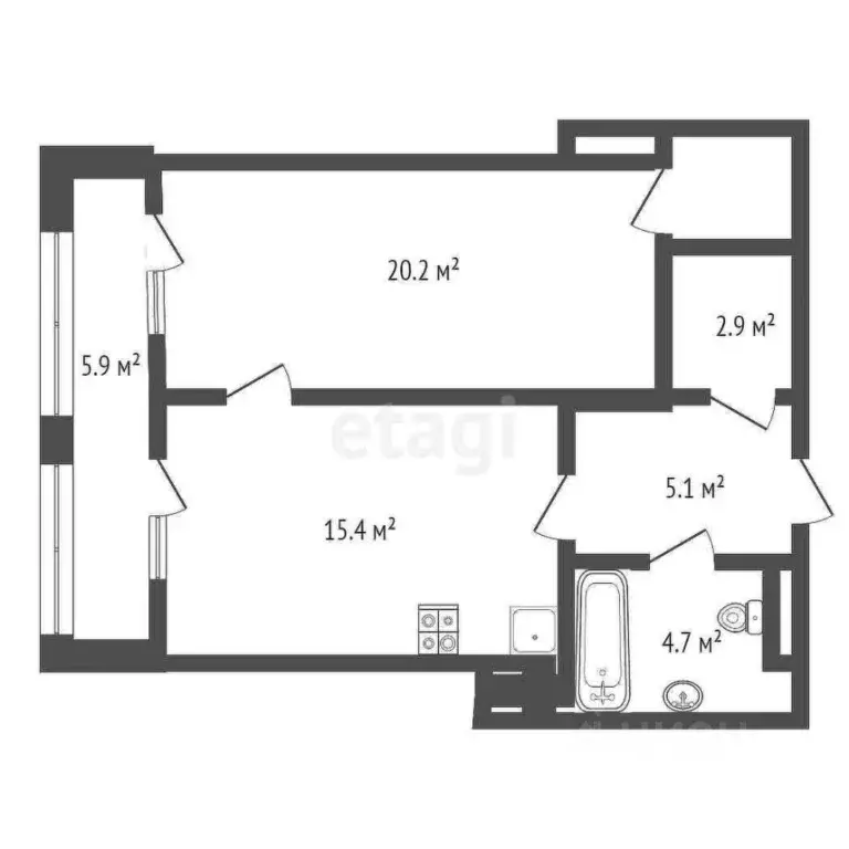 1-к кв. Тюменская область, Тюмень ул. Мельникайте, 32к2 (50.0 м) - Фото 0