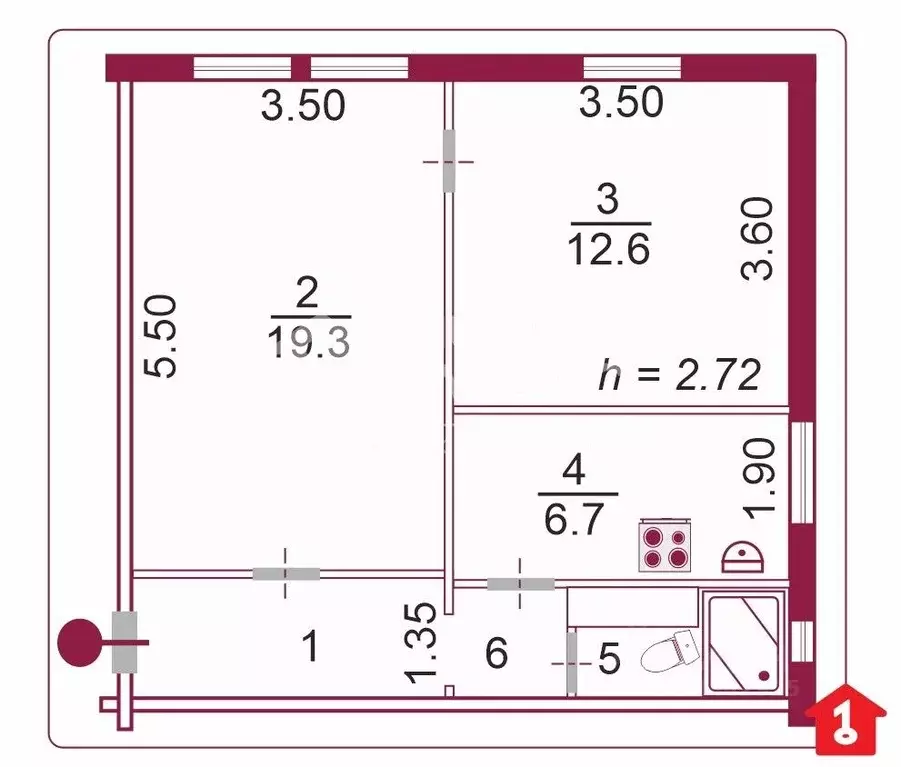2-к кв. Омская область, Омск ул. 11-я Ремесленная, 29 (47.2 м) - Фото 1