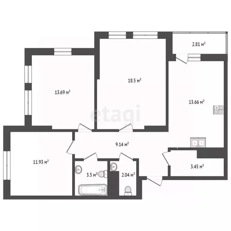 3-к кв. Крым, Симферополь ул. Батурина, 71 (77.32 м) - Фото 1