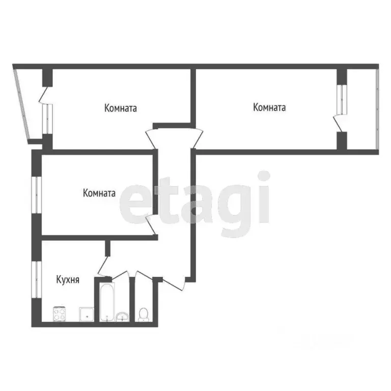 Комната Москва Кировоградская ул., 44К1 (48.0 м) - Фото 1