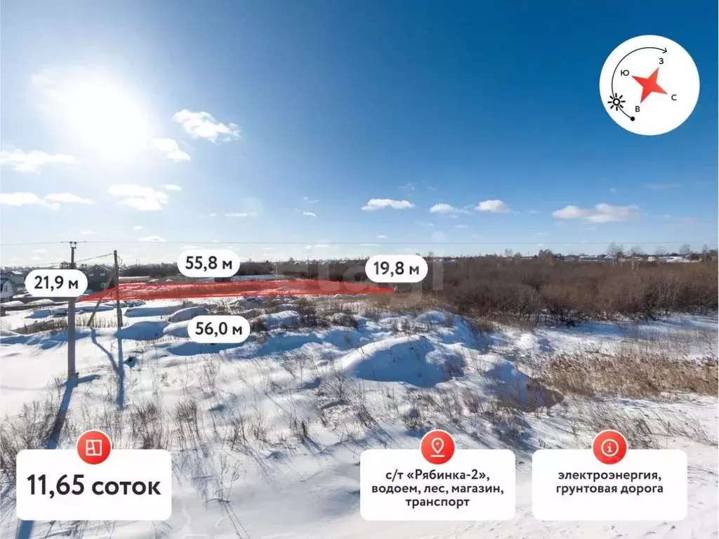 Участок в Тюменская область, Тюмень Рябинка-2 садовое товарищество, ... - Фото 1