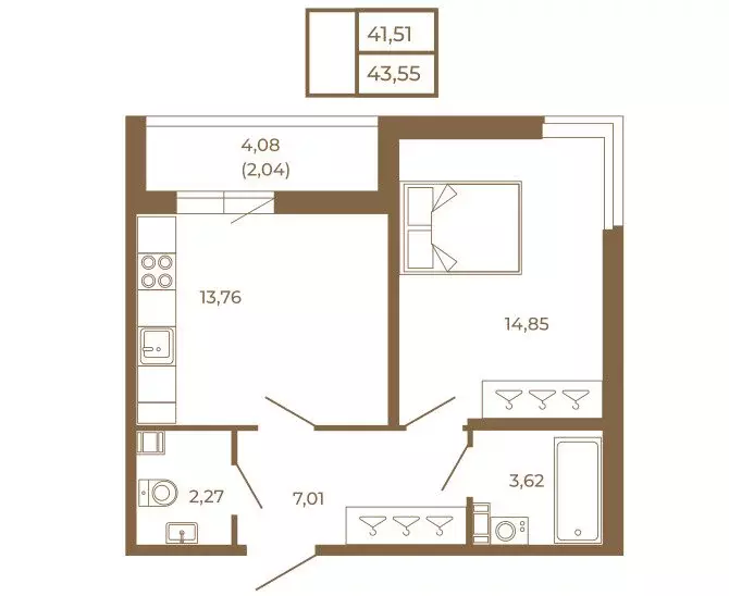 1-комнатная квартира: Сертолово, Златоглавая улица, 2к1 (43.55 м) - Фото 1