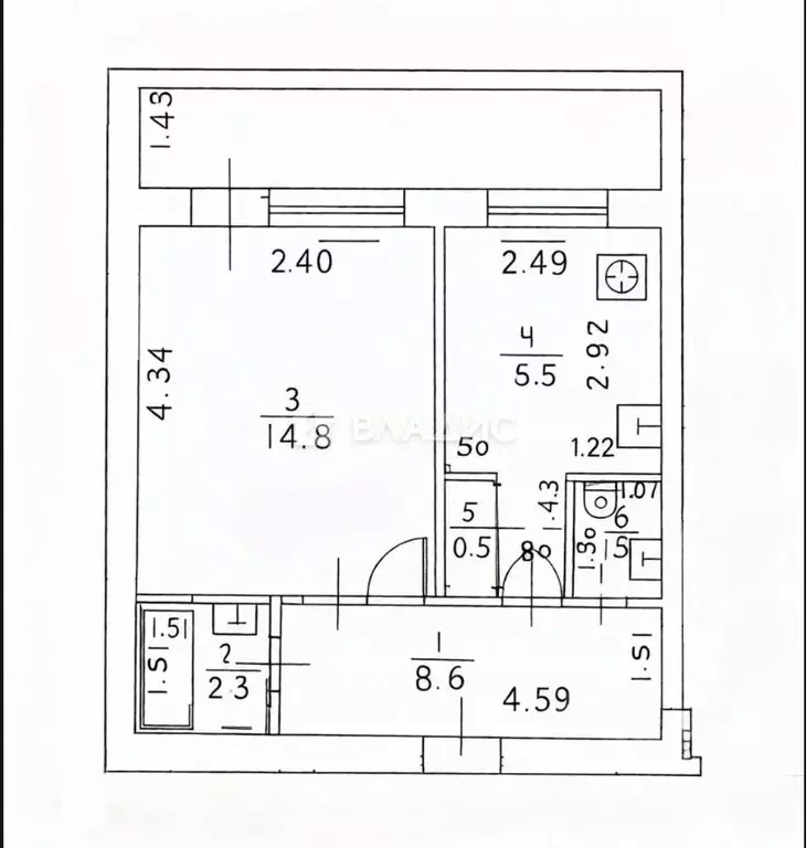 1-к кв. Калининградская область, Светлогорск ул. Мичурина, 4 (34.2 м) - Фото 2