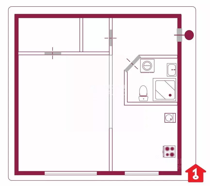 1-к кв. Омская область, Омск Городок Нефтяников мкр, ул. Волкова, 7 ... - Фото 2