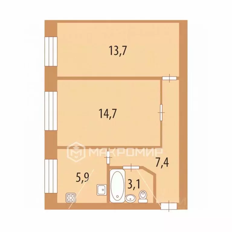 2-к кв. Санкт-Петербург Варшавская ул., 65 (44.8 м) - Фото 2
