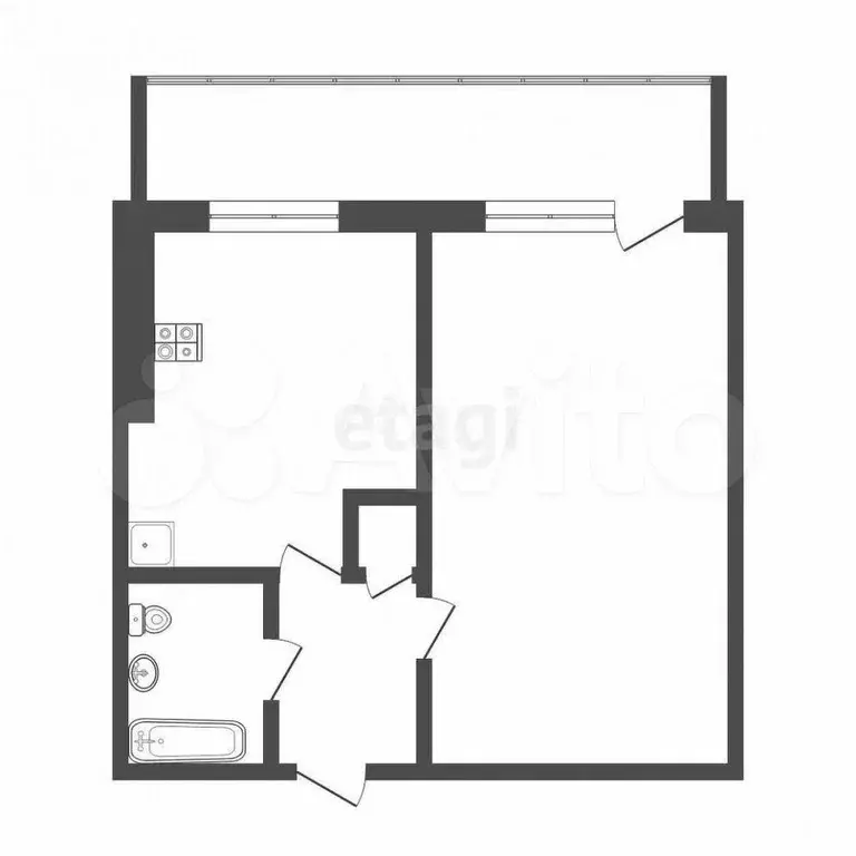 1-к. квартира, 33 м, 1/9 эт. - Фото 0