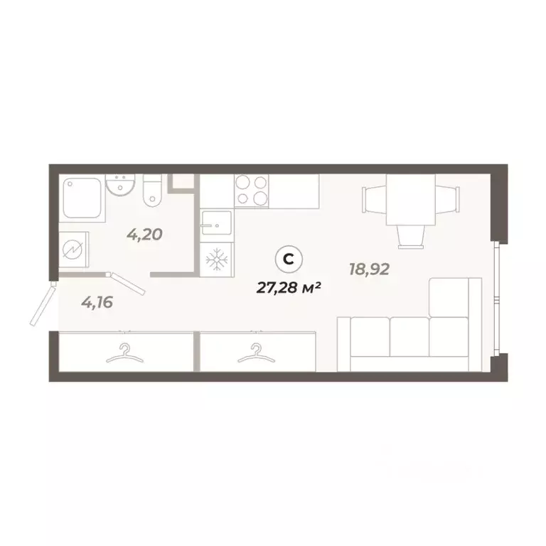 Студия Санкт-Петербург ул. Коли Томчака, 21Д (27.28 м) - Фото 0