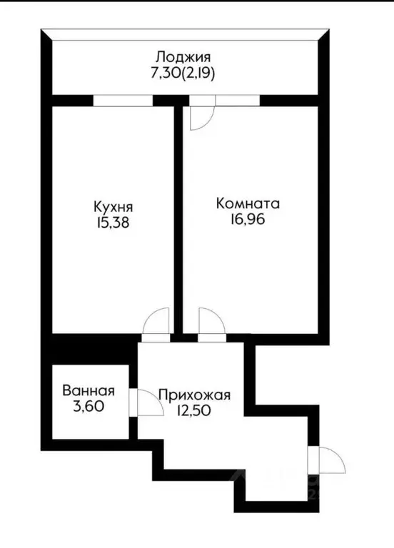 Квартира, 1 комната, 55 м - Фото 0