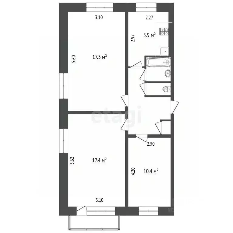 3-к кв. Белгородская область, Белгород ул. 5 Августа, 14 (61.5 м) - Фото 2