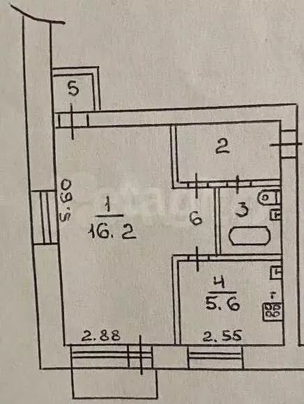 1-к. квартира, 32 м, 2/2 эт. - Фото 1