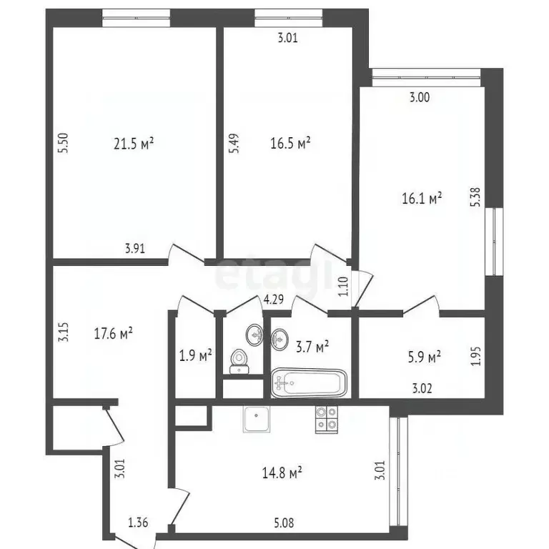 3-к кв. Ямало-Ненецкий АО, Новый Уренгой Оптимистов мкр, 10/1 (100.9 ... - Фото 2