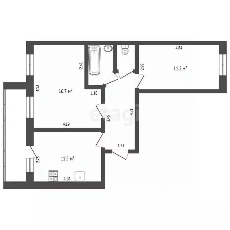 2-к кв. Тюменская область, Тюмень бул. Бориса Щербины, 16 (51.6 м) - Фото 0