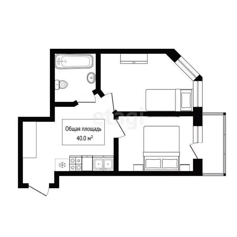 2-комнатная квартира: Новосибирск, улица Макаренко, 52 (40 м) - Фото 0