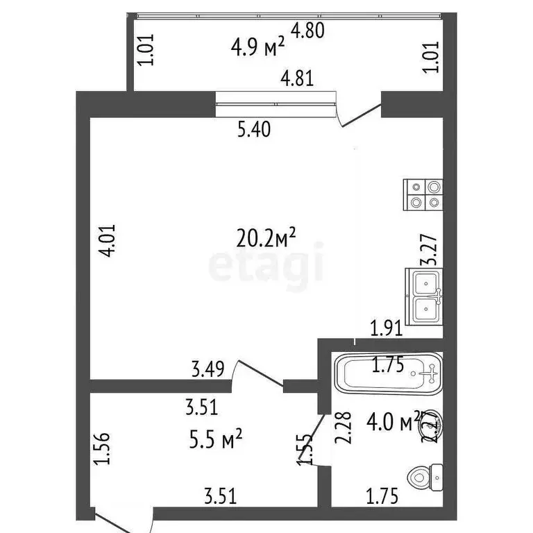 Квартира-студия: Стерлитамак, проспект Октября, 97 (29.7 м) - Фото 1