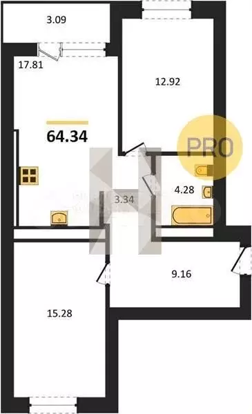 2-к. квартира, 58,6 м, 7/8 эт. - Фото 0