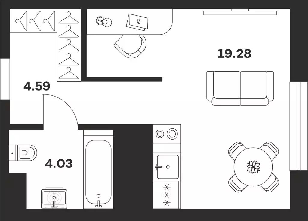 Студия Тульская область, Тула Парк Патриот жилой комплекс (27.9 м) - Фото 1