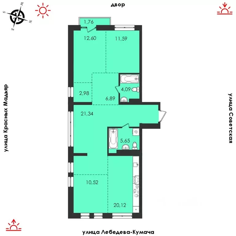 3-к кв. Иркутская область, Иркутск Советская ул., 31/2 (97.83 м) - Фото 0