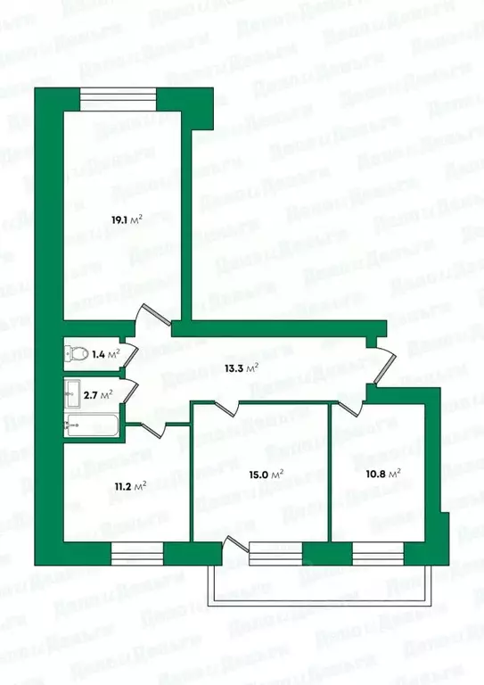 3-к кв. Кировская область, Киров ул. Морозовская, 94 (73.5 м) - Фото 2