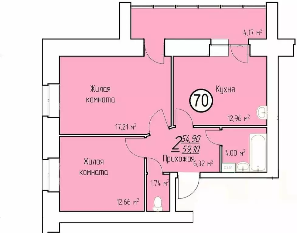 2-к кв. Амурская область, Благовещенск Октябрьская ул., 233 (58.4 м) - Фото 0