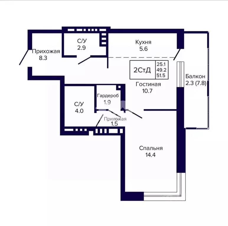 2-к кв. Новосибирская область, Новосибирск ул. Ляпидевского, 1 (51.5 ... - Фото 1