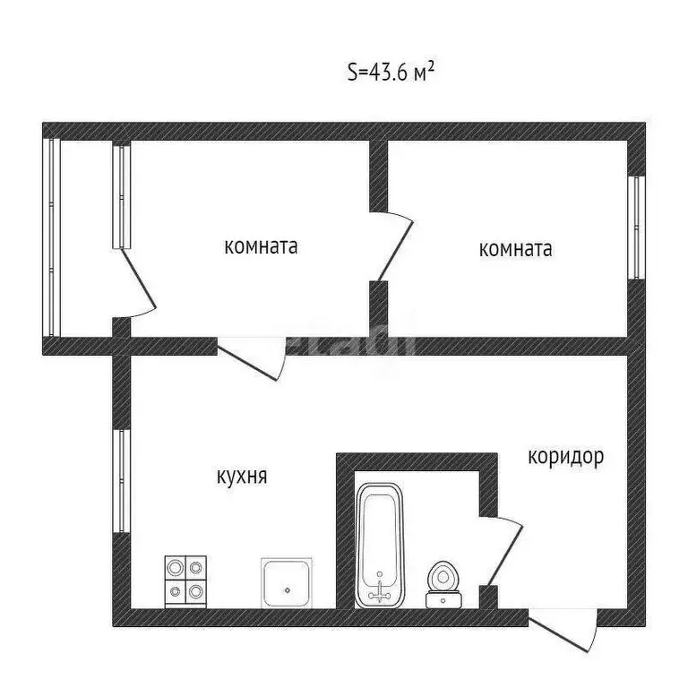 2-комнатная квартира: Бакал, улица Пугачёва, 13 (44 м) - Фото 0