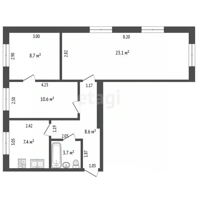 3-к кв. Калужская область, пос. Бабынино ул. Молодежная, 17 (62.1 м) - Фото 2