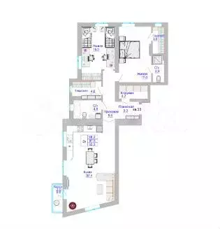 3-к. квартира, 97,8 м, 8/8 эт. - Фото 1