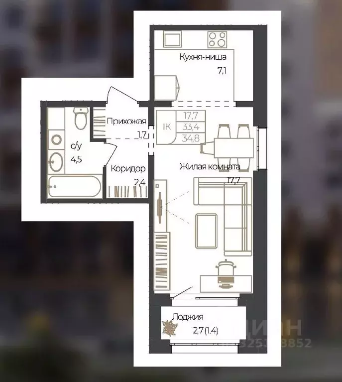 1-к кв. Алтай, Майминский район, с. Майма ул. М. Глухарева, 32 (34.8 ... - Фото 1