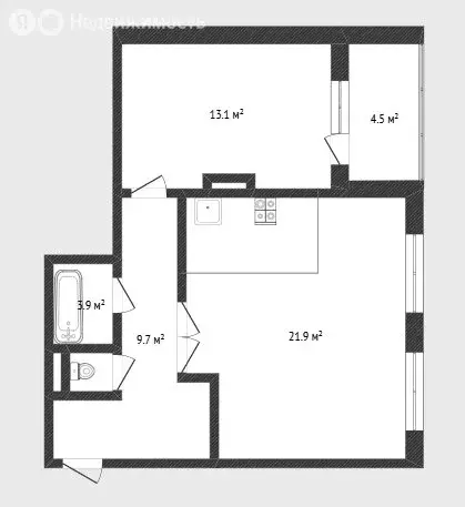 1-комнатная квартира: Тюмень, улица Николая Зелинского, 5к2 (49.1 м) - Фото 2