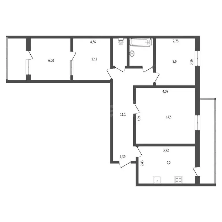 3-комнатная квартира: Саки, Набережная улица, 7 (62.7 м) - Фото 1