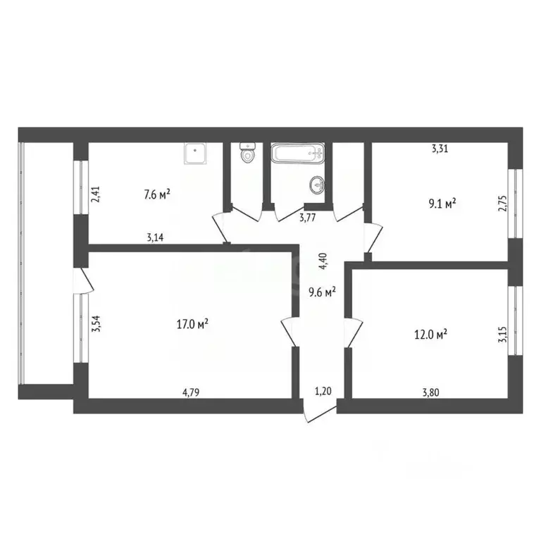 3-к кв. Амурская область, Благовещенск ул. Горького, 80 (60.7 м) - Фото 1