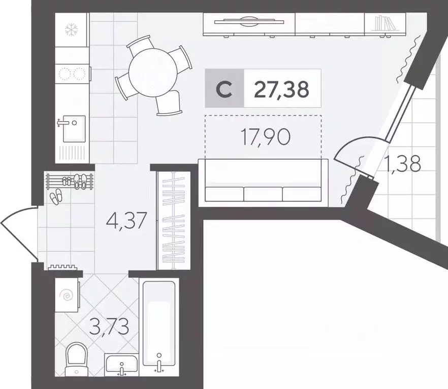 Студия Тюменская область, Тюмень Скандиа.Квартал в Комарово Парк жилой ... - Фото 1