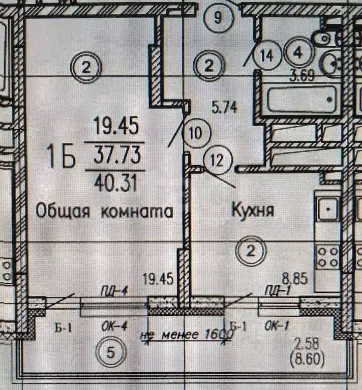 1-к кв. Татарстан, Казань ул. Наиля Юсупова, 9 (36.1 м) - Фото 1