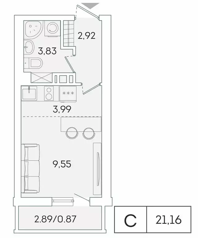 Квартира-студия: Мурино, Графская улица, 6к1 (20.3 м) - Фото 0