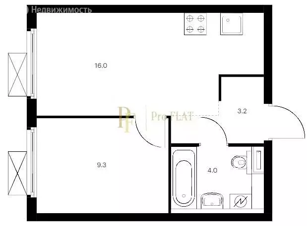 1-комнатная квартира: Санкт-Петербург, Лиговский проспект, 242 (32.5 ... - Фото 1