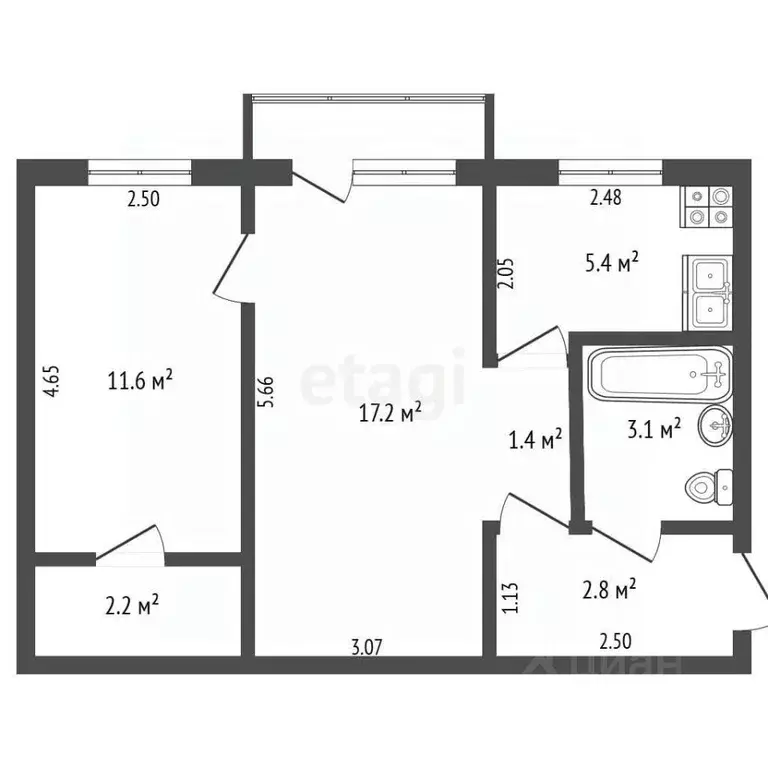 2-к кв. Вологодская область, Белозерск Советский просп., 9А (43.7 м) - Фото 2