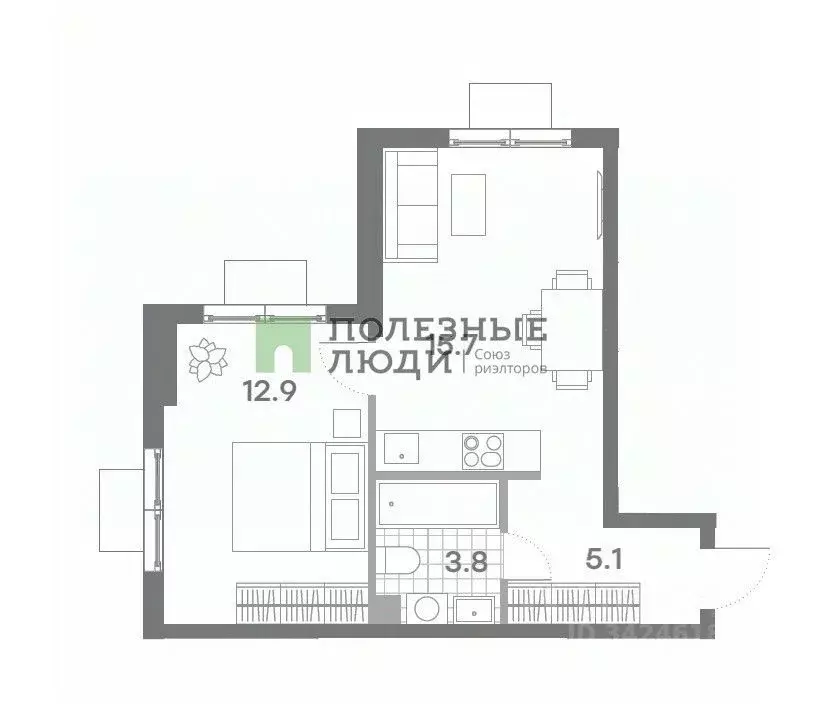 2-к кв. Тульская область, Новомосковск ул. Маяковского, 4 (44.7 м) - Фото 1