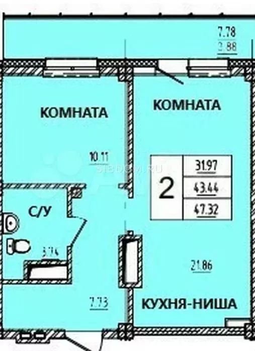 2-к. квартира, 47,5 м, 6/15 эт. - Фото 0