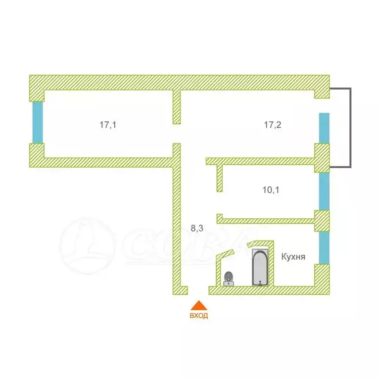 3-комнатная квартира: Махачкала, проспект Имама Шамиля, 32 (60 м) - Фото 2