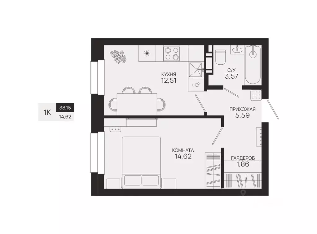 1-к кв. Ханты-Мансийский АО, Сургутский район, Федоровский городское ... - Фото 1