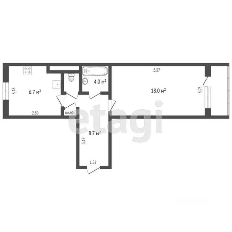 1-к кв. Крым, Симферополь ул. Ковыльная (39.3 м) - Фото 2