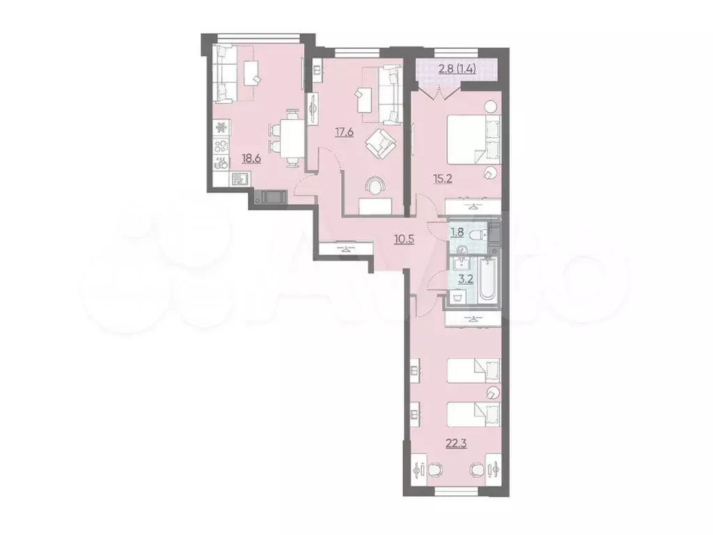3-к. квартира, 90 м, 9/15 эт. - Фото 0