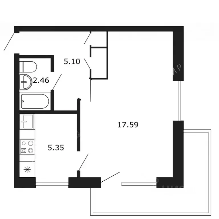 1-к кв. Санкт-Петербург ул. Васи Алексеева, 23 (31.5 м) - Фото 1