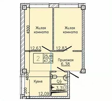 2-к кв. Ставропольский край, Пятигорск ул. Ермолова, 28А (47.24 м) - Фото 1