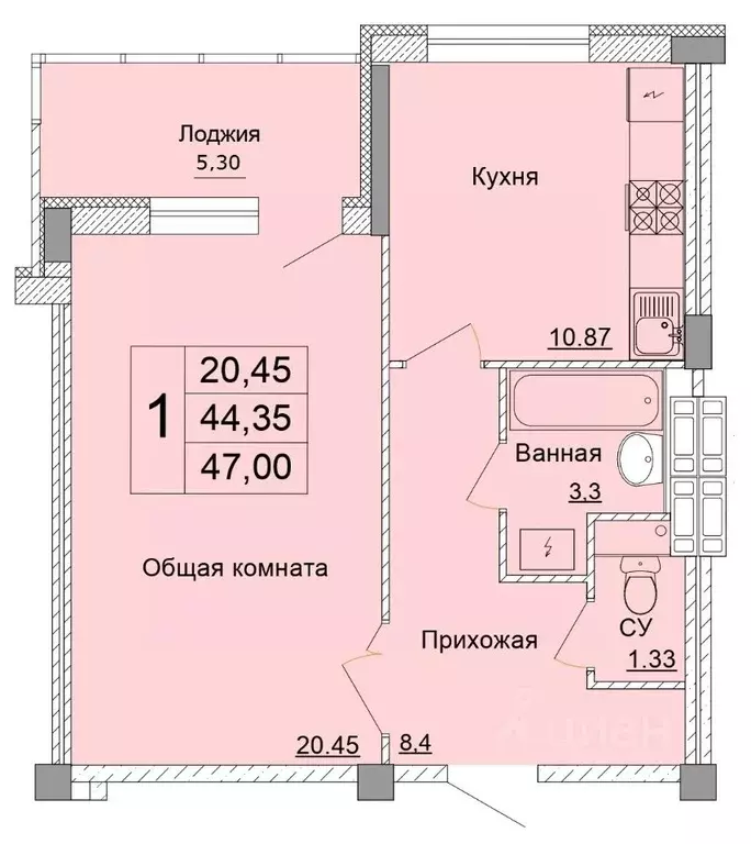 1-к кв. Белгородская область, Старый Оскол Степной мкр, 33Е (47.0 м) - Фото 1
