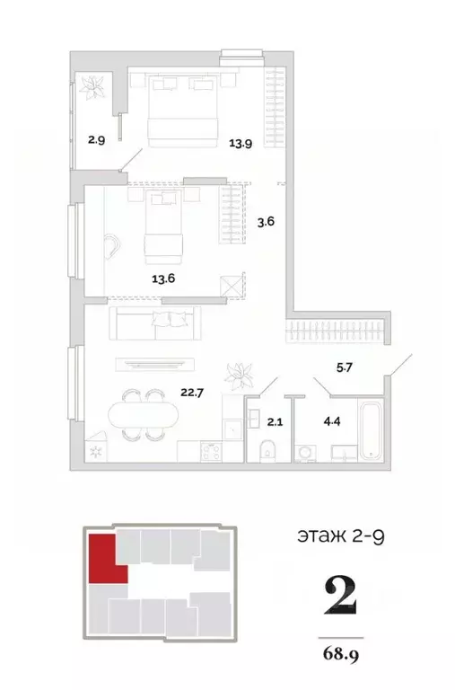 2-к кв. Пензенская область, Пенза проезд 2-й Свердлова, 4 (68.9 м) - Фото 0